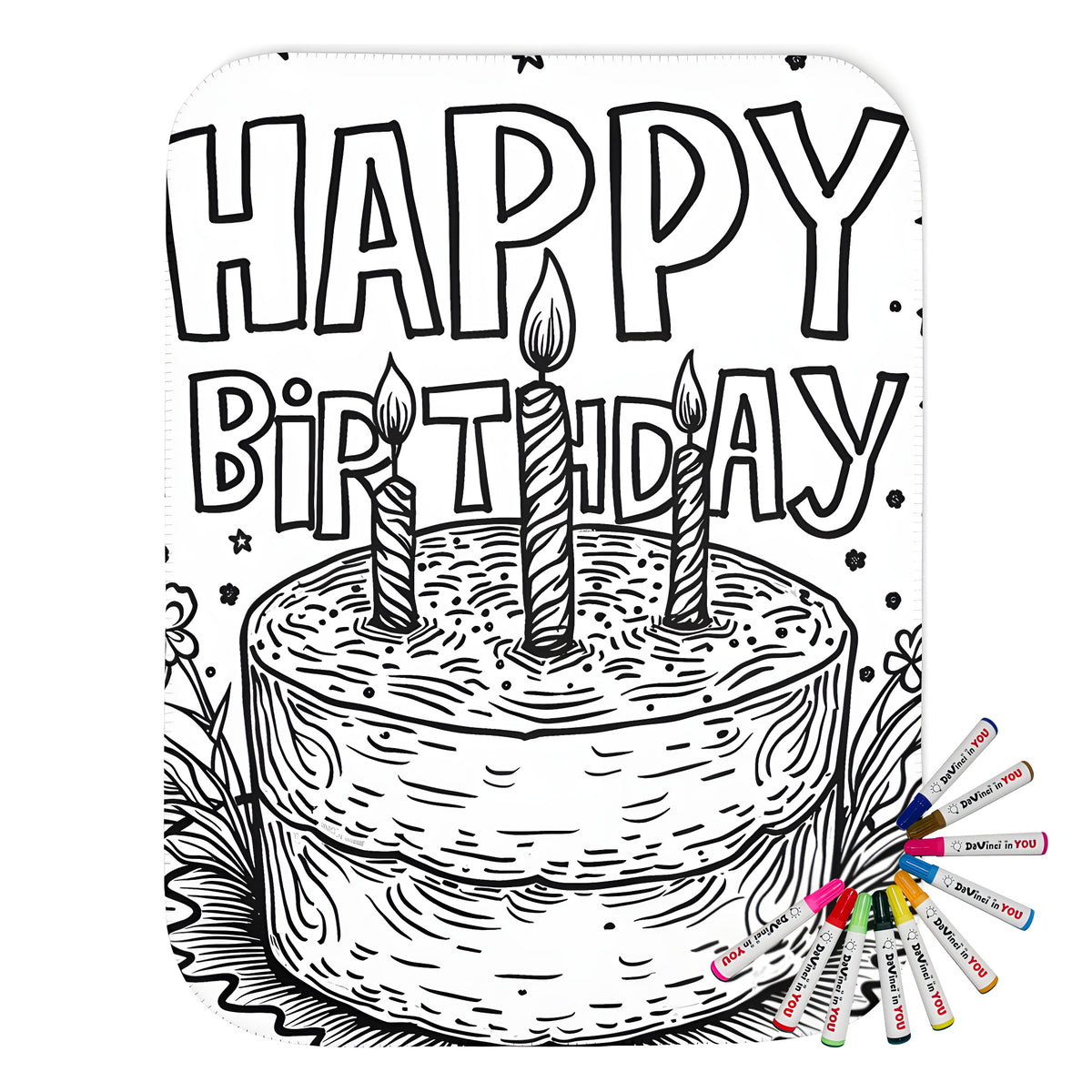 Birthday-themed blanket with colorful cake design, perfect gift for kids' birthdays