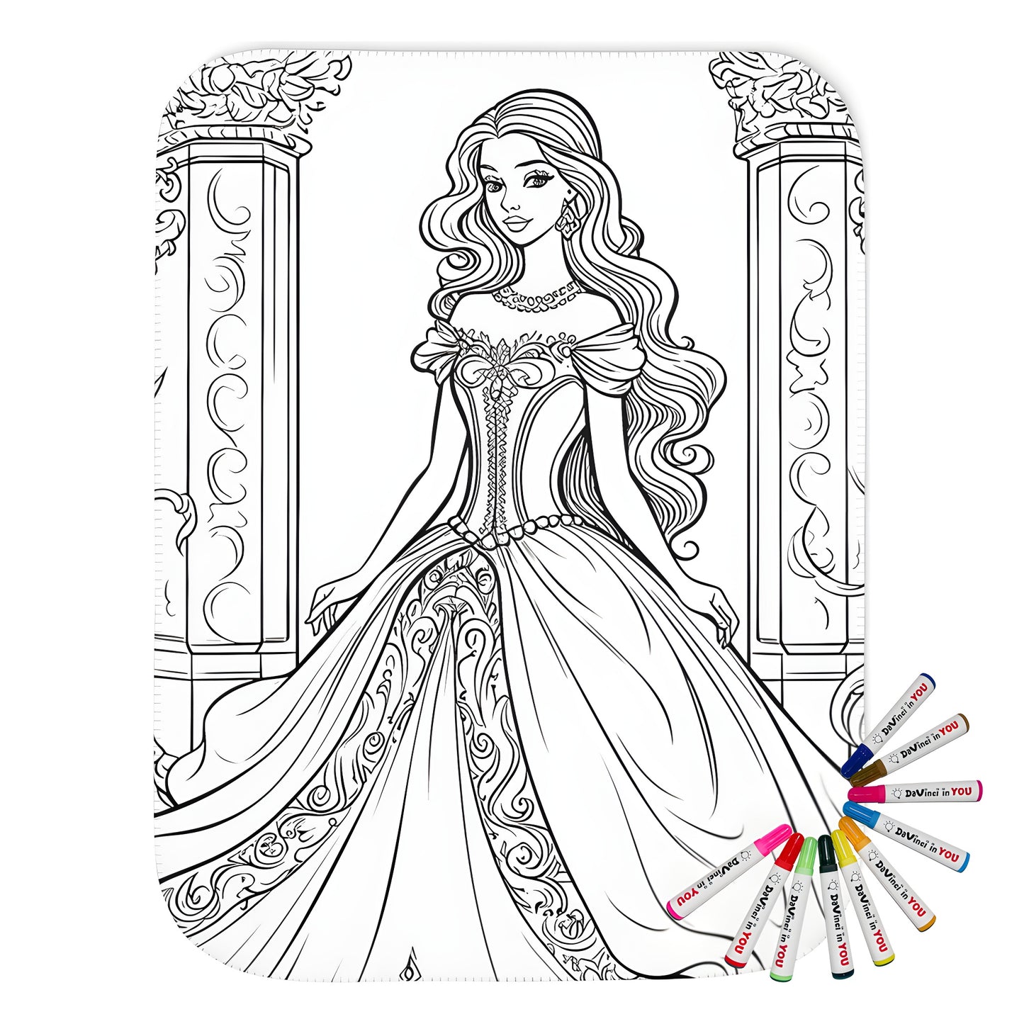 Royal princess throne room coloring blanket with elegant noble ladies