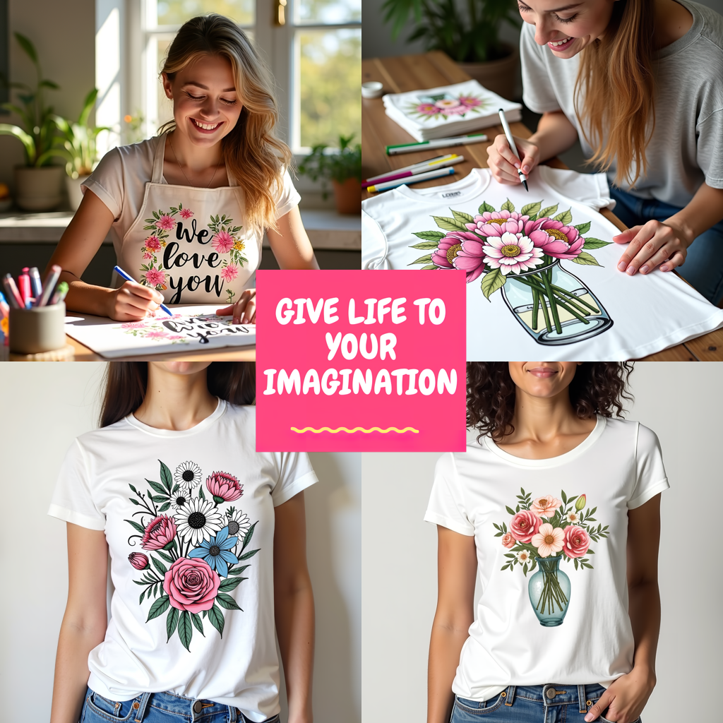 Women's T-shirt Coloring Kit with 10 Fabric Markers - Daisies