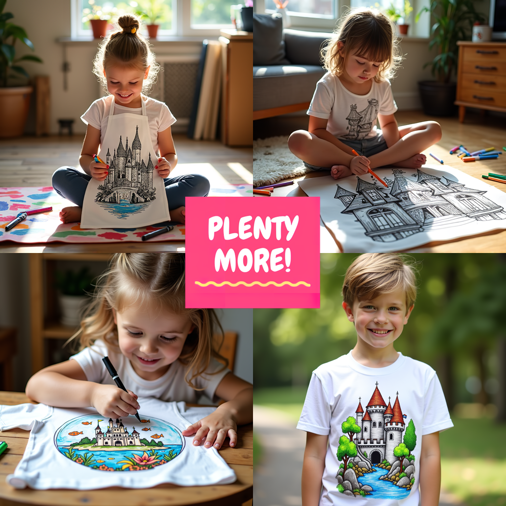 Unisex T-shirt Coloring Kit with 10 Fabric Markers - Magic Castle