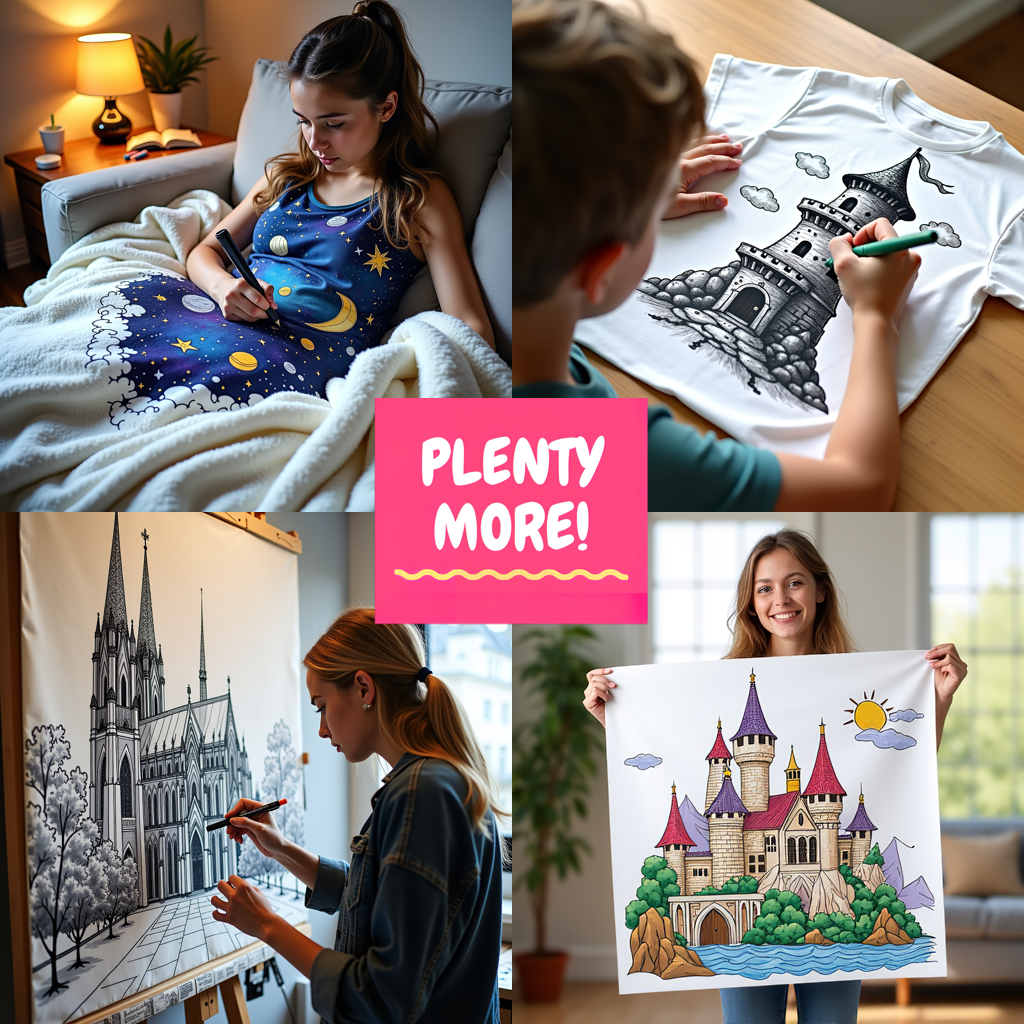 Adult Sweatshirt Coloring Kit with 10 Fabric Markers - Space Adventure