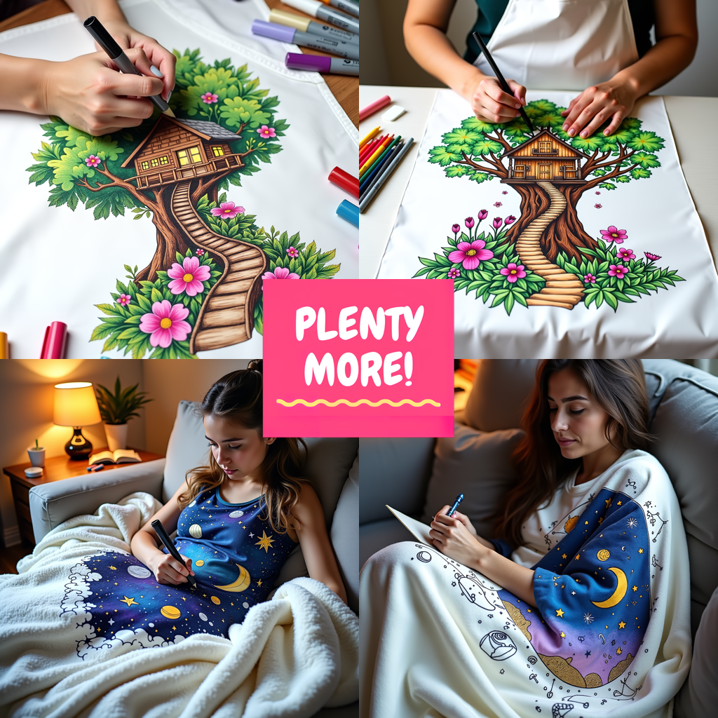 Adult Sweatshirt Coloring Kit with 10 Fabric Markers - Imaginary World