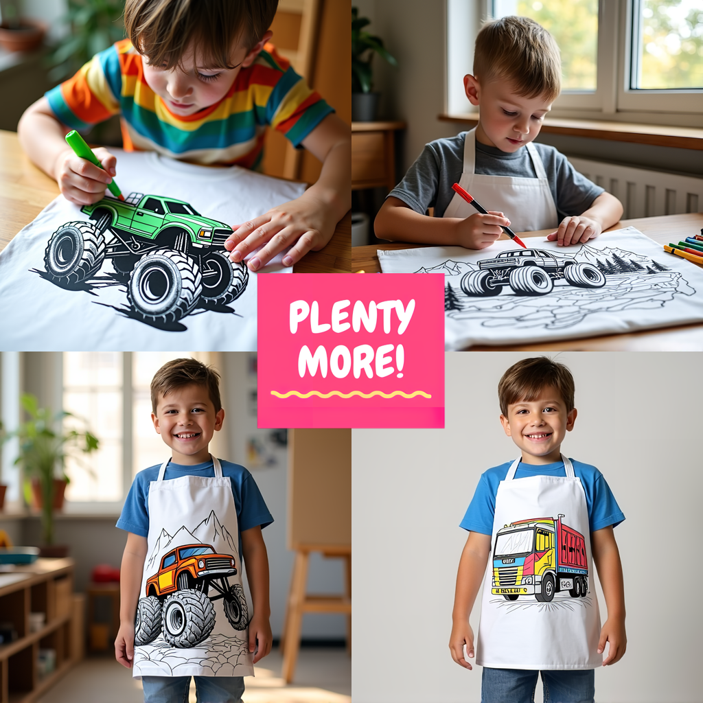 Adult Sweatshirt Coloring Kit with 10 Fabric Markers - Monster Truck