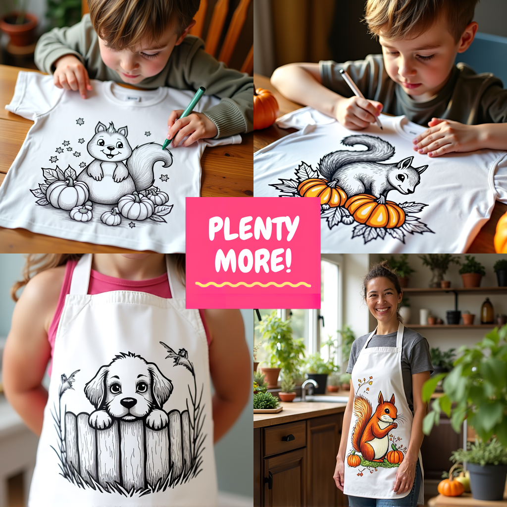 Adult Sweatshirt Coloring Kit with 10 Fabric Markers - Squirrels in Autumn
