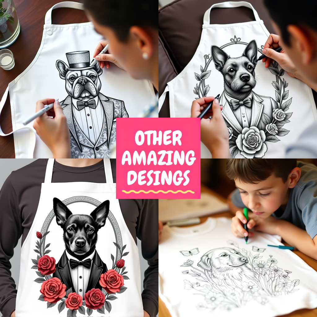 Unisex T-shirt Coloring Kit with 10 Fabric Markers - Chihuahua