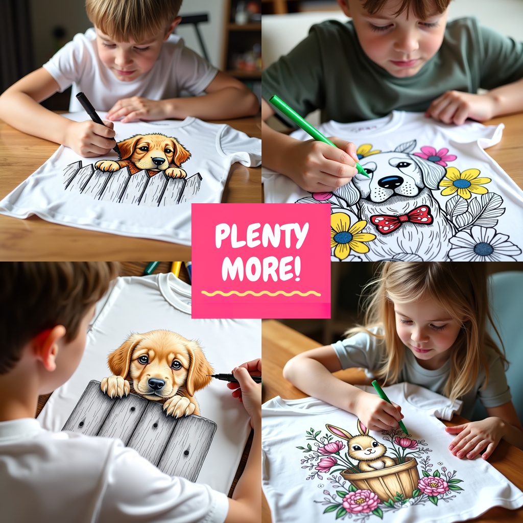 Kid's T-shirt Coloring Kit with 10 Fabric Markers - Beagle