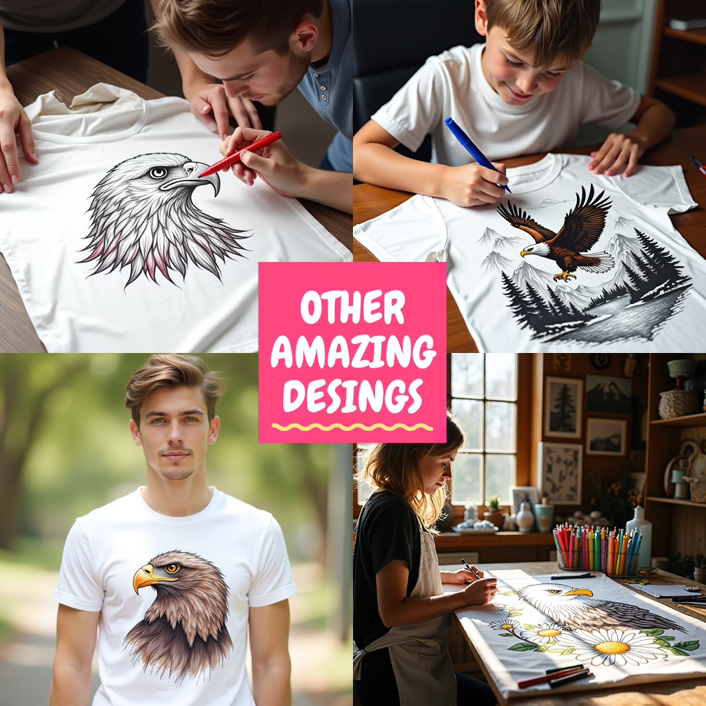 Unisex T-shirt Coloring Kit with 10 Fabric Markers - Bald Eagle