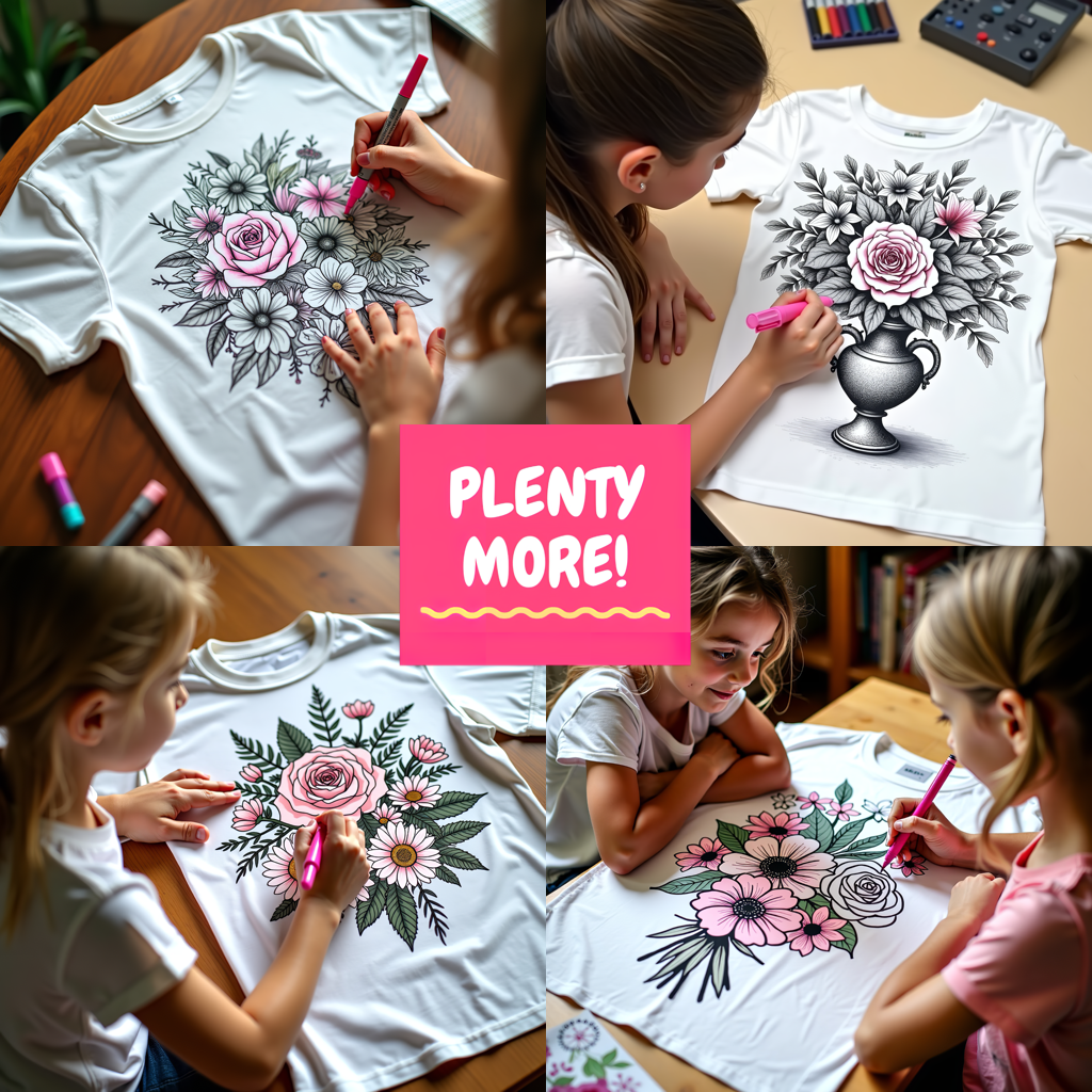 Women's T-shirt Coloring Kit with 10 Fabric Markers - Daisies