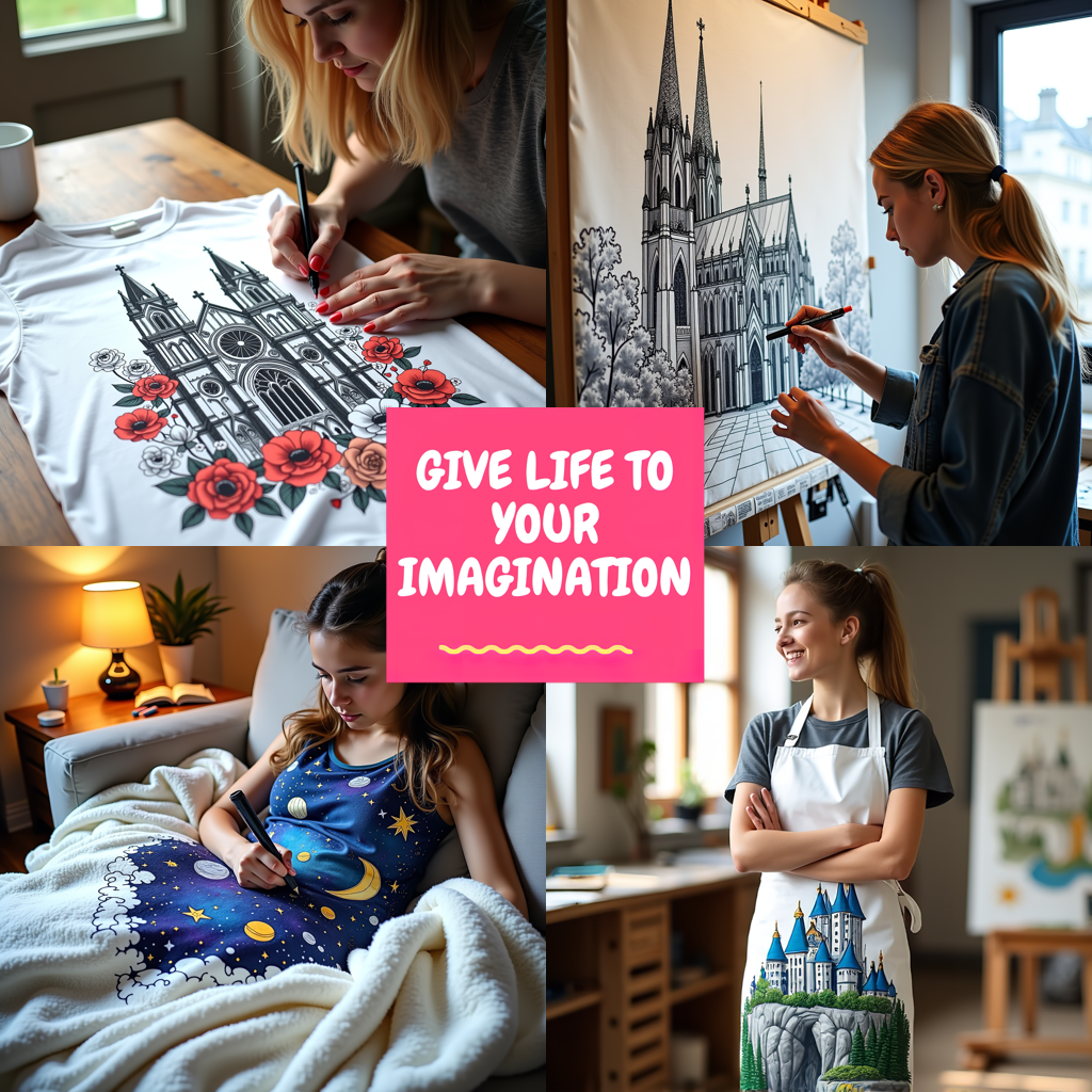 Women's T-shirt Coloring Kit with 10 Fabric Markers - Cathedral