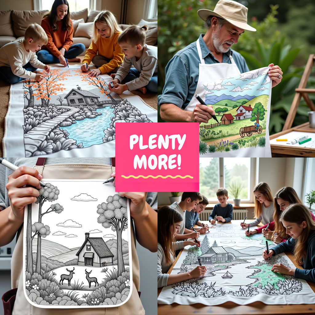 Free Coloring Page Coloring Kit with 10 Fabric Markers - Mountain Village