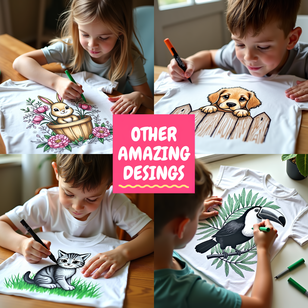 Kid's T-shirt Coloring Kit with 10 Fabric Markers - Friendship