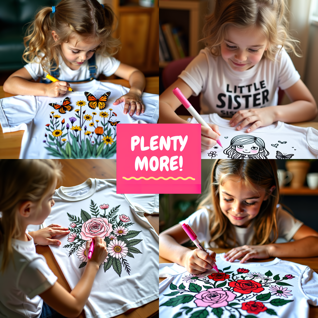Kid's T-shirt Coloring Kit with 10 Fabric Markers - Stained Glass Butterfly