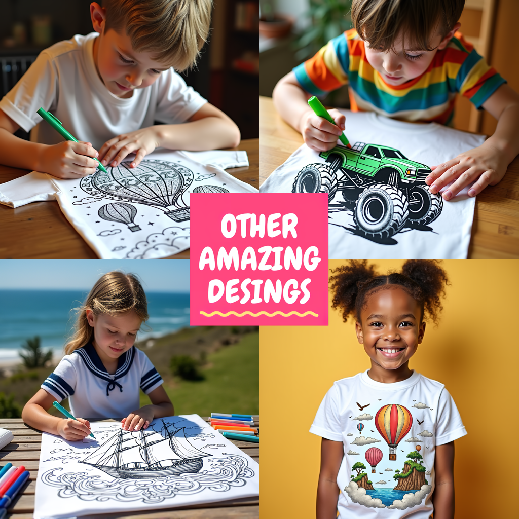 Kid's T-shirt Coloring Kit with 10 Fabric Markers - Captain
