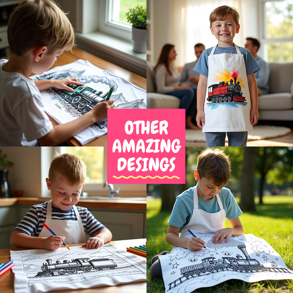 Kid's T-shirt Coloring Kit with 10 Fabric Markers - Steam Locomotive