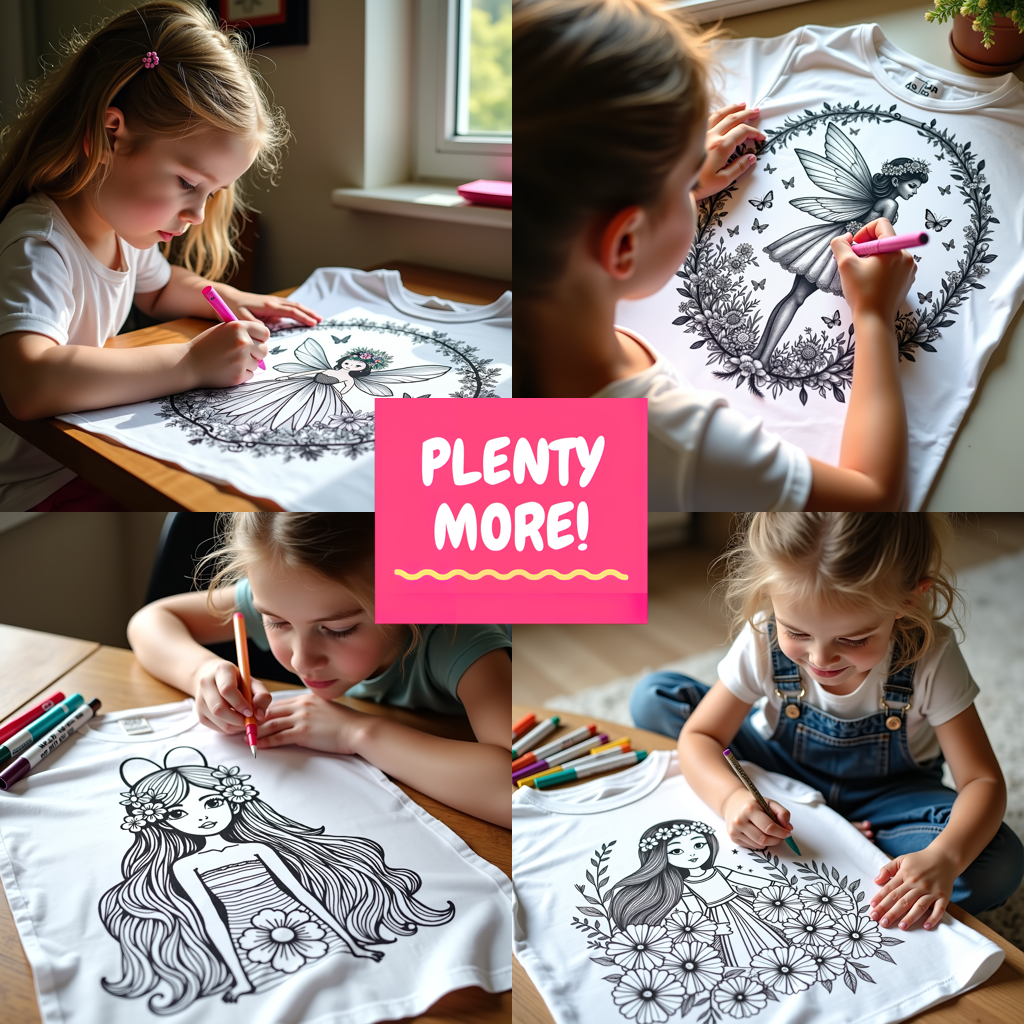 Kid's T-shirt Coloring Kit with 10 Fabric Markers - Flower Fairy