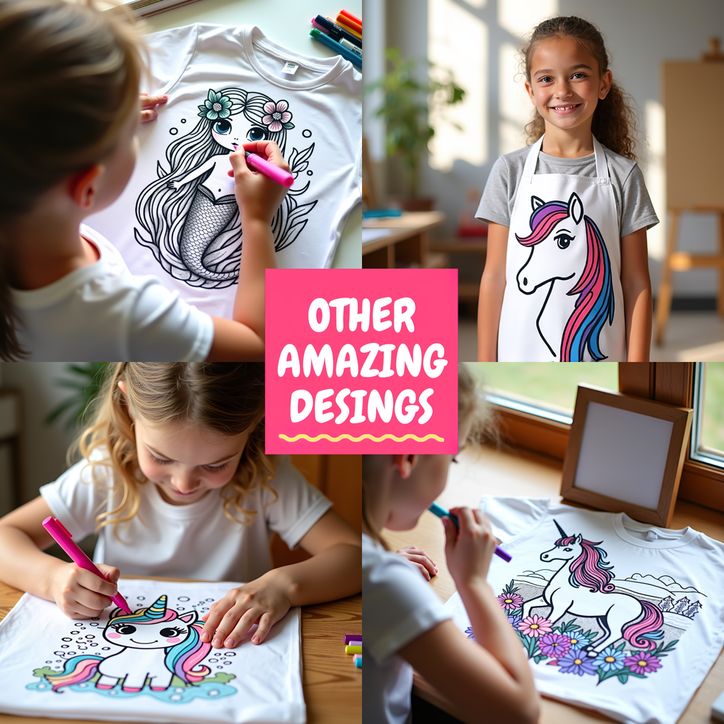 Kid's T-shirt Coloring Kit with 10 Fabric Markers - Beautiful Mermaid