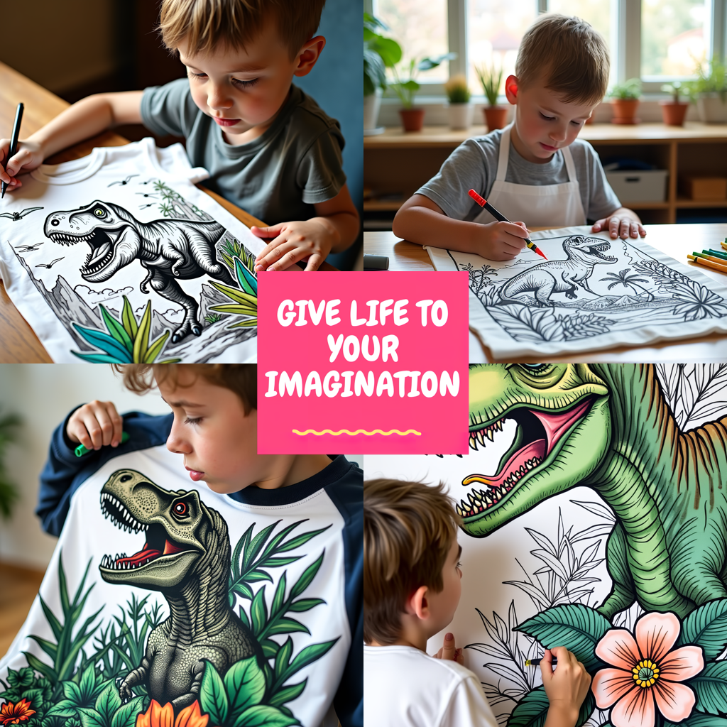 Adult Sweatshirt Coloring Kit with 10 Fabric Markers - Tyrannosaurus Rex