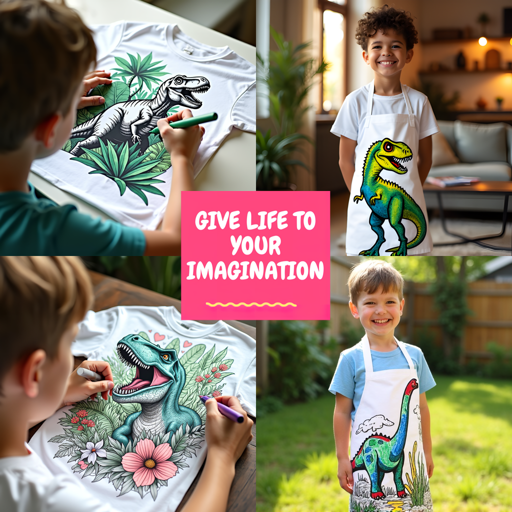 Women's T-shirt Coloring Kit with 10 Fabric Markers - Tyrannosaurus Rex