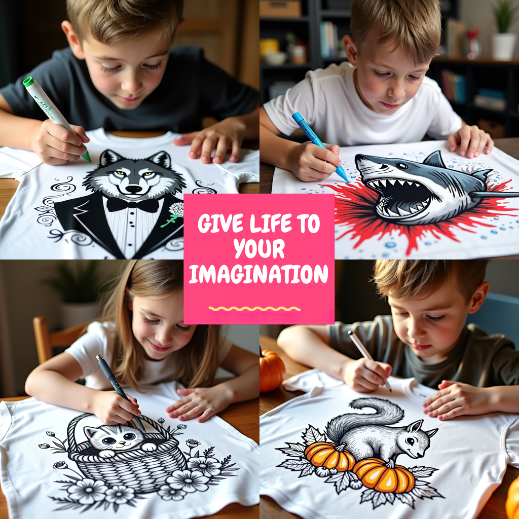 Women's T-shirt Coloring Kit with 10 Fabric Markers - Wolf