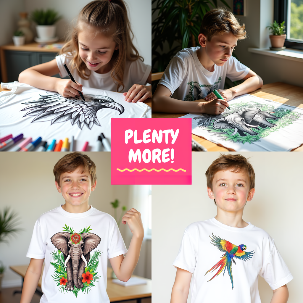 Kid's T-shirt Coloring Kit with 10 Fabric Markers - Eagle