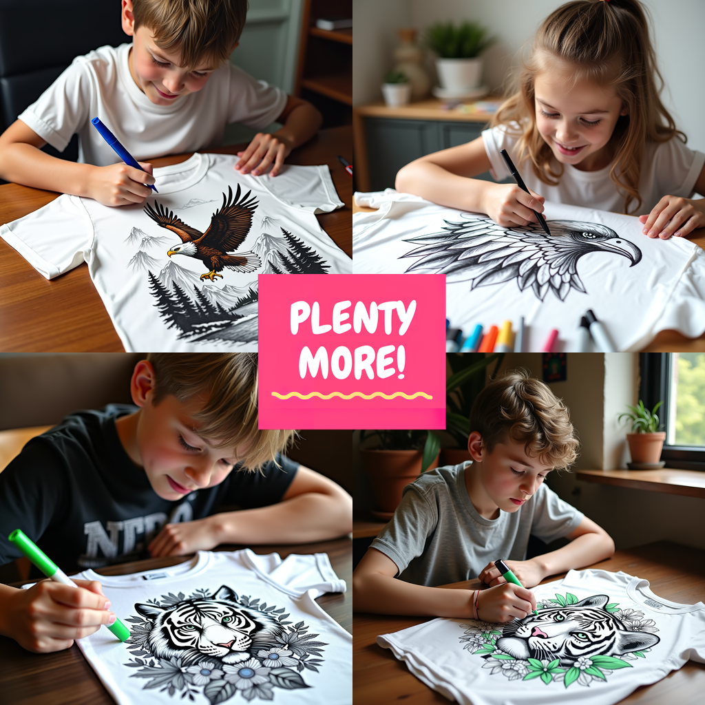 Unisex T-shirt Coloring Kit with 10 Fabric Markers - Eagle