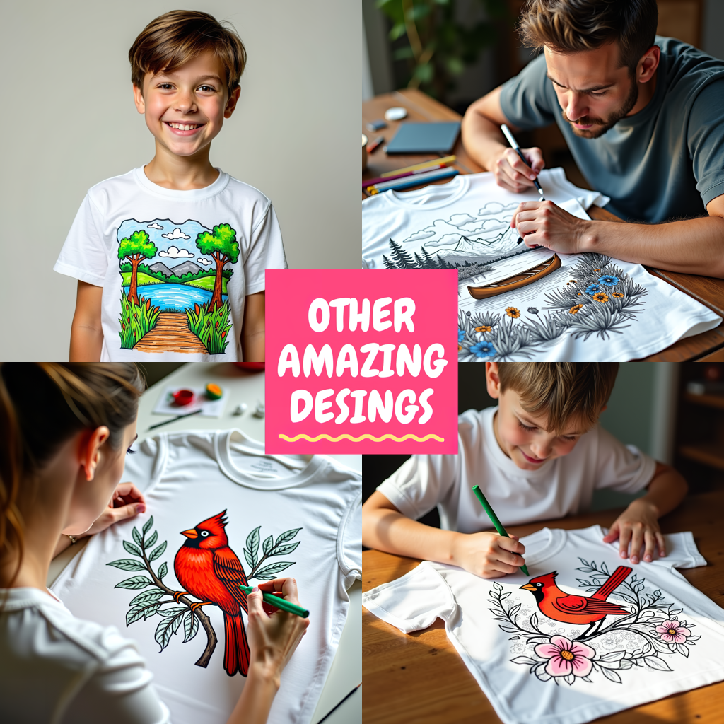 Unisex T-shirt Coloring Kit with 10 Fabric Markers - Mountain Lake