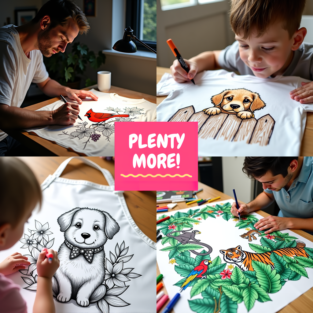 Unisex T-shirt Coloring Kit with 10 Fabric Markers - Flamingos