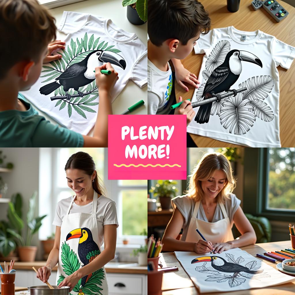 Kid's T-shirt Coloring Kit with 10 Fabric Markers - Toucan