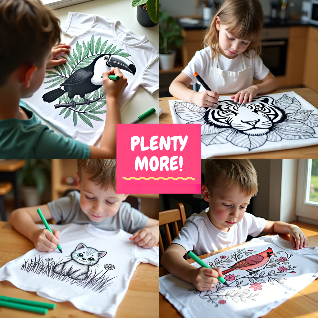 Kid's T-shirt Coloring Kit with 10 Fabric Markers - Butterflies