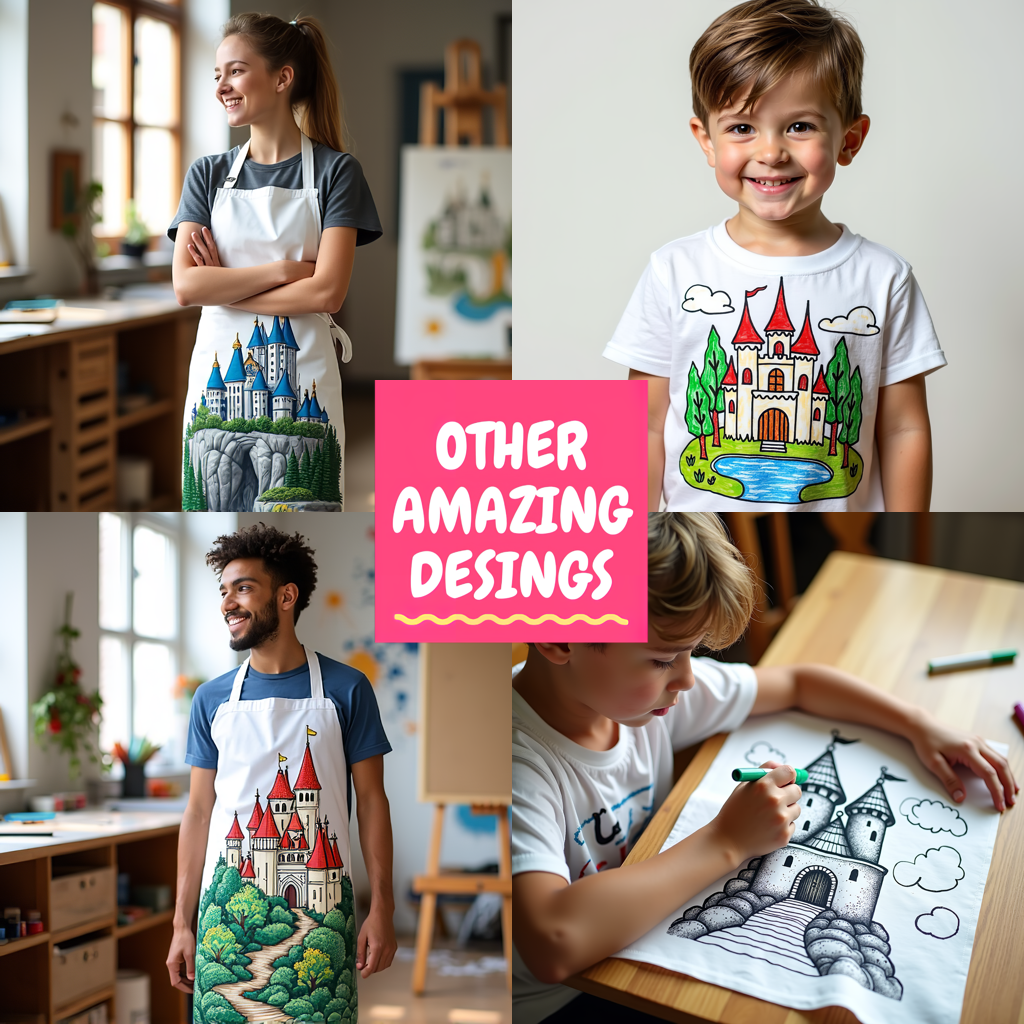 Unisex T-shirt Coloring Kit with 10 Fabric Markers - Library Castle