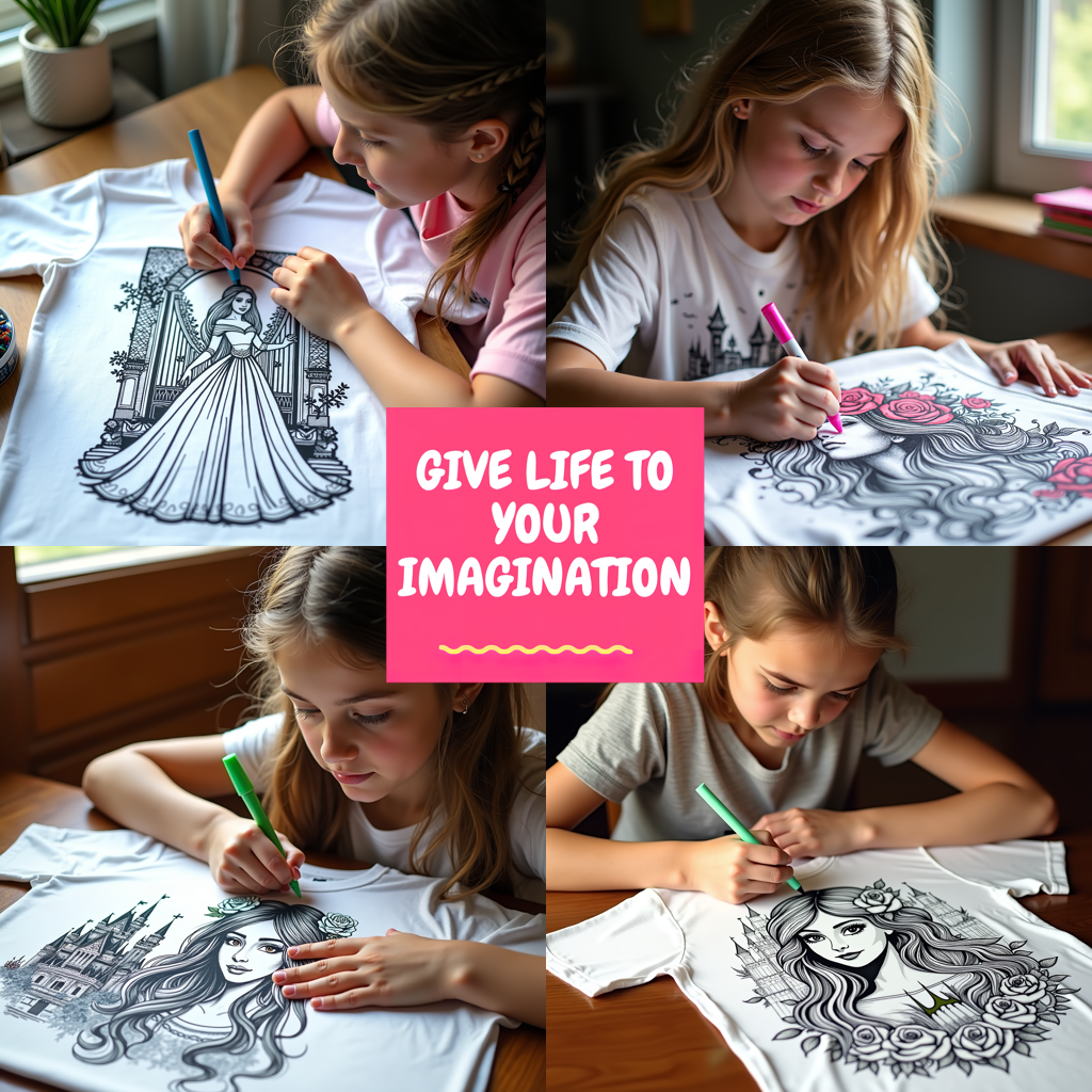 Unisex T-shirt Coloring Kit with 10 Fabric Markers - Royal Princess