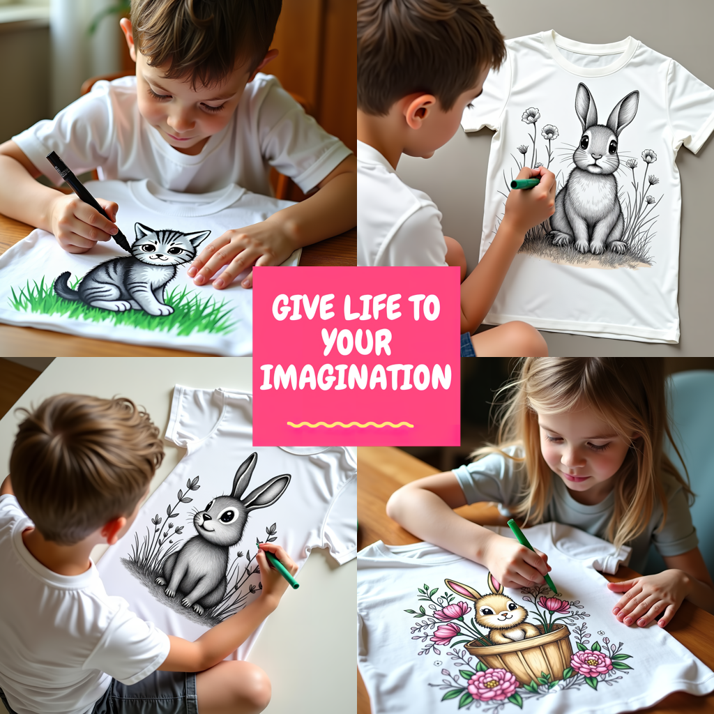 Adult Sweatshirt Coloring Kit with 10 Fabric Markers - Cute Bunny