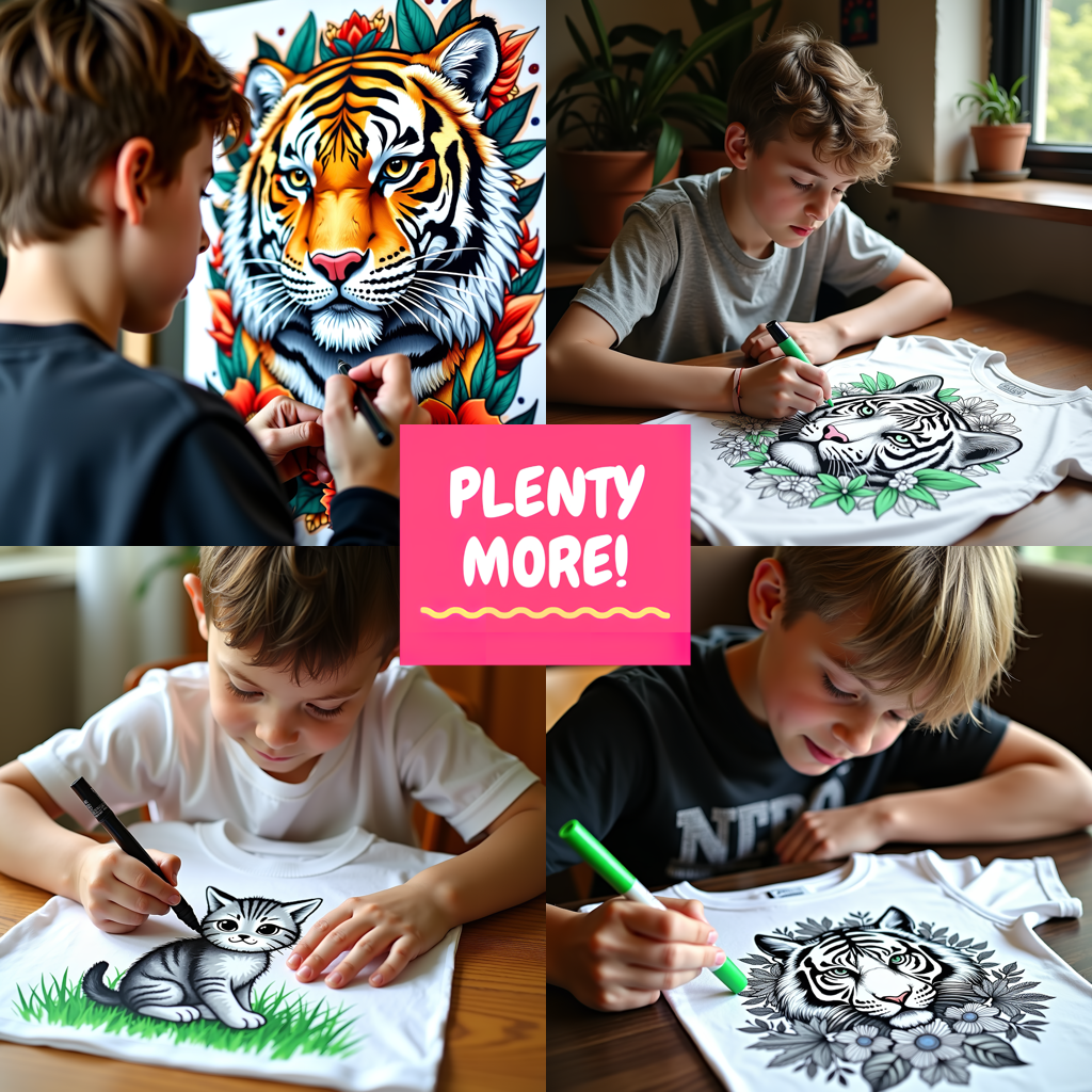 Unisex T-shirt Coloring Kit with 10 Fabric Markers - Cute Bunny