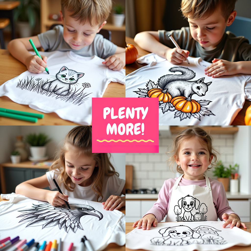 Women's T-shirt Coloring Kit with 10 Fabric Markers - Cute Bunny