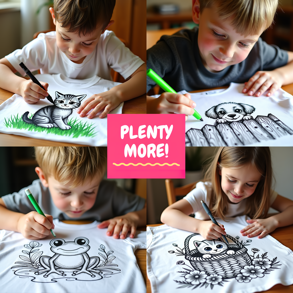 Kid's T-shirt Coloring Kit with 10 Fabric Markers - Cute Butterfly