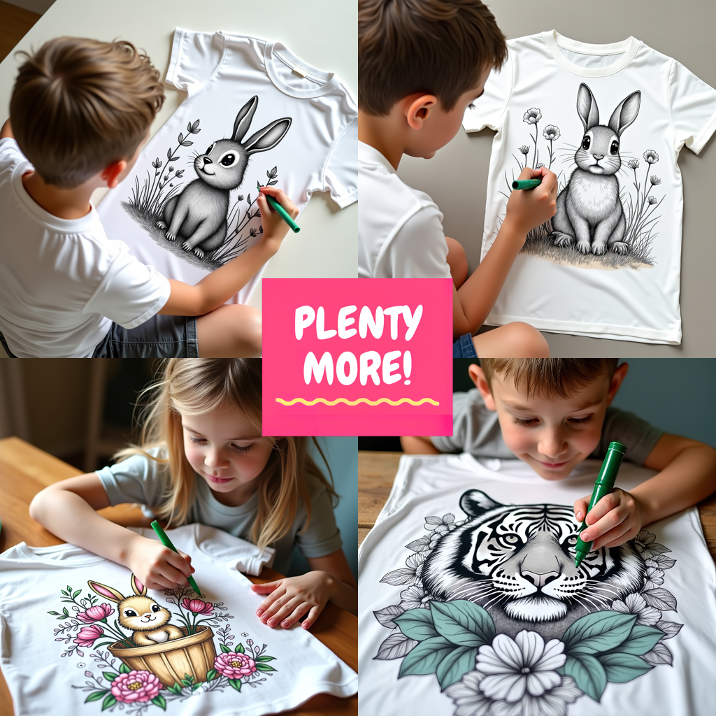 Adult Sweatshirt Coloring Kit with 10 Fabric Markers - Cute Bunny