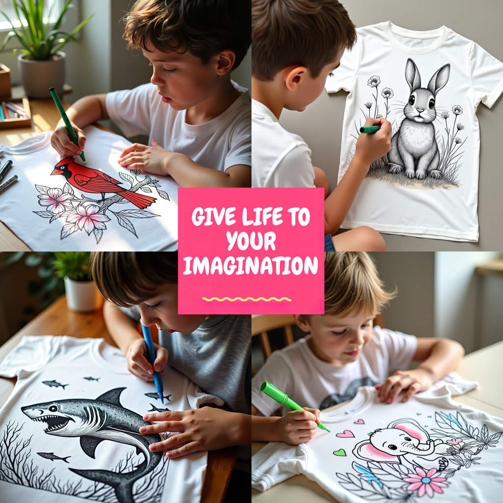 Kid's T-shirt Coloring Kit with 10 Fabric Markers - Cute Pony