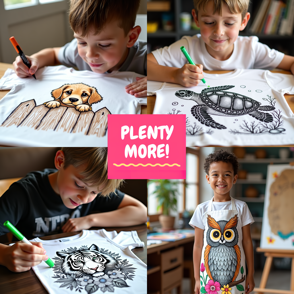 Unisex T-shirt Coloring Kit with 10 Fabric Markers - Cute Pony