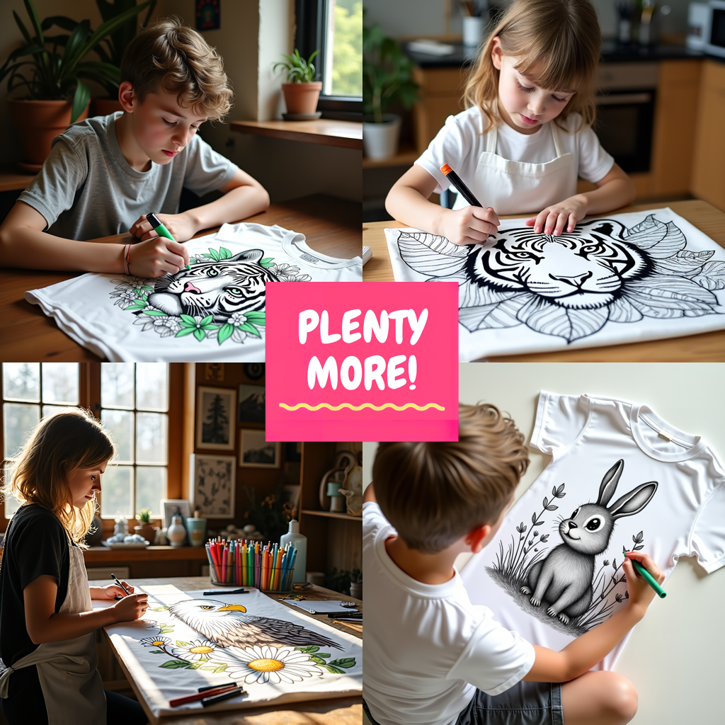 Unisex T-shirt Coloring Kit with 10 Fabric Markers - Cute Pony