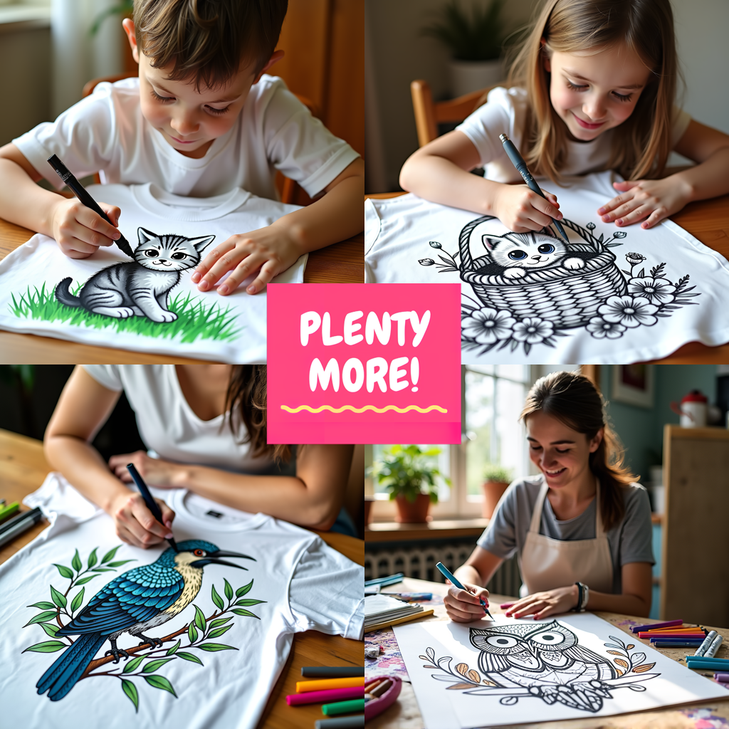 Women's T-shirt Coloring Kit with 10 Fabric Markers - Cute Puppy