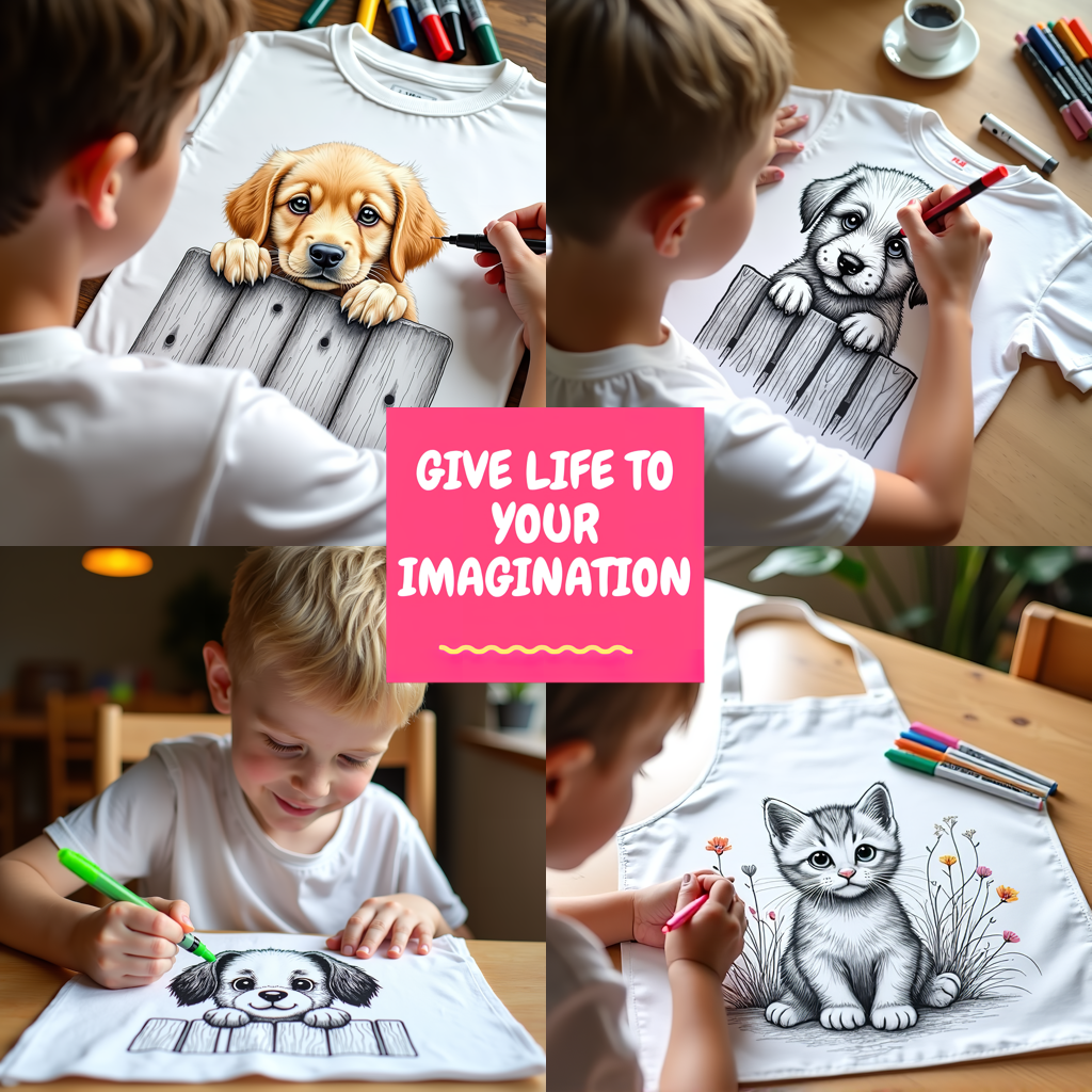 Kid's T-shirt Coloring Kit with 10 Fabric Markers - Puppy