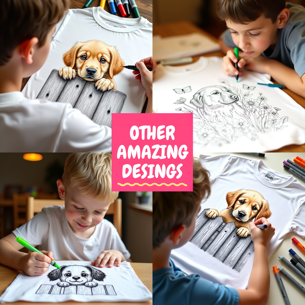 Unisex T-shirt Coloring Kit with 10 Fabric Markers - Puppy
