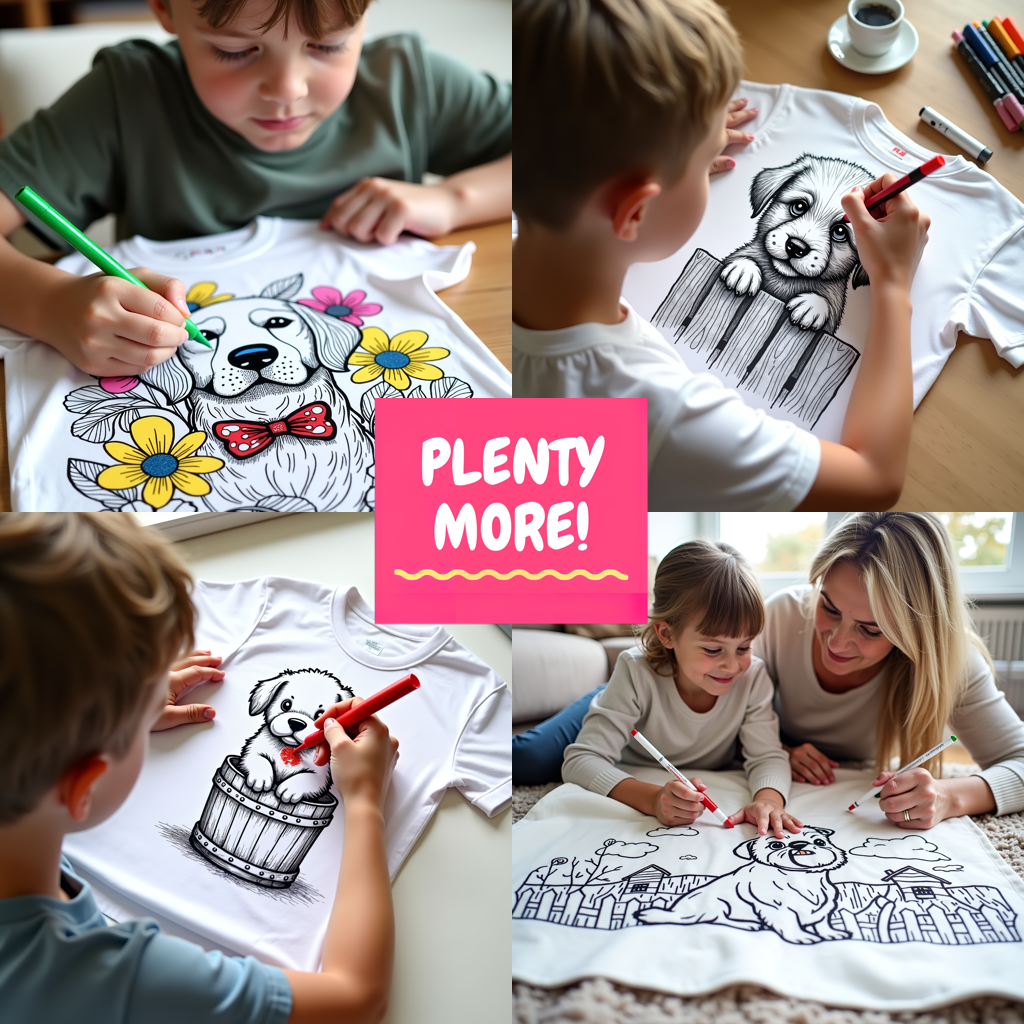 Adult Sweatshirt Coloring Kit with 10 Fabric Markers - Puppies