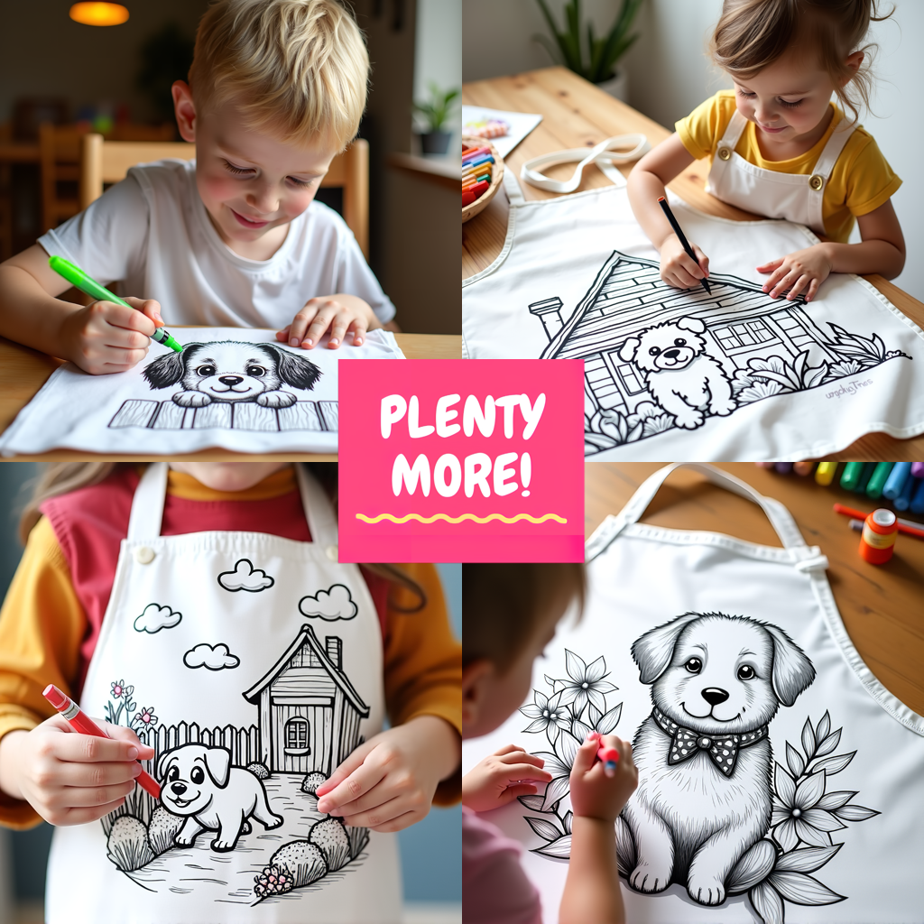 Unisex T-shirt Coloring Kit with 10 Fabric Markers - Puppies