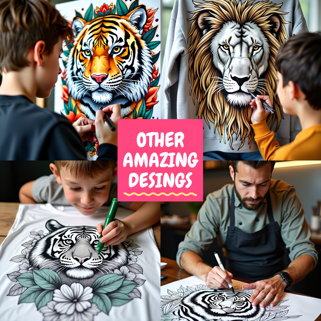 Adult Sweatshirt Coloring Kit with 10 Fabric Markers - Baby Tiger