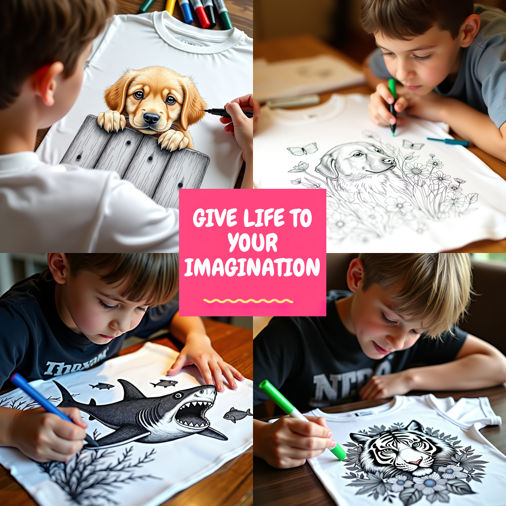 Unisex T-shirt Coloring Kit with 10 Fabric Markers - Cute Butterfly