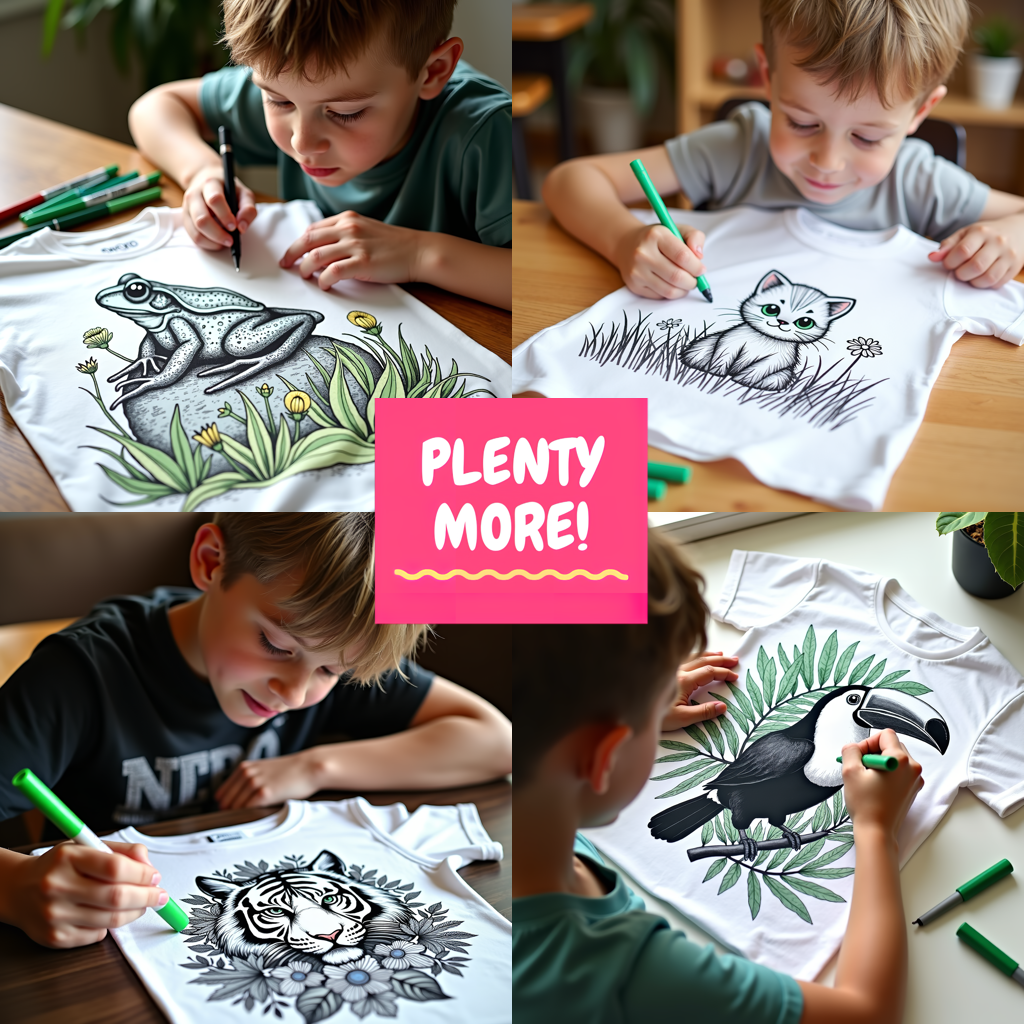 Women's T-shirt Coloring Kit with 10 Fabric Markers - Cute Frog
