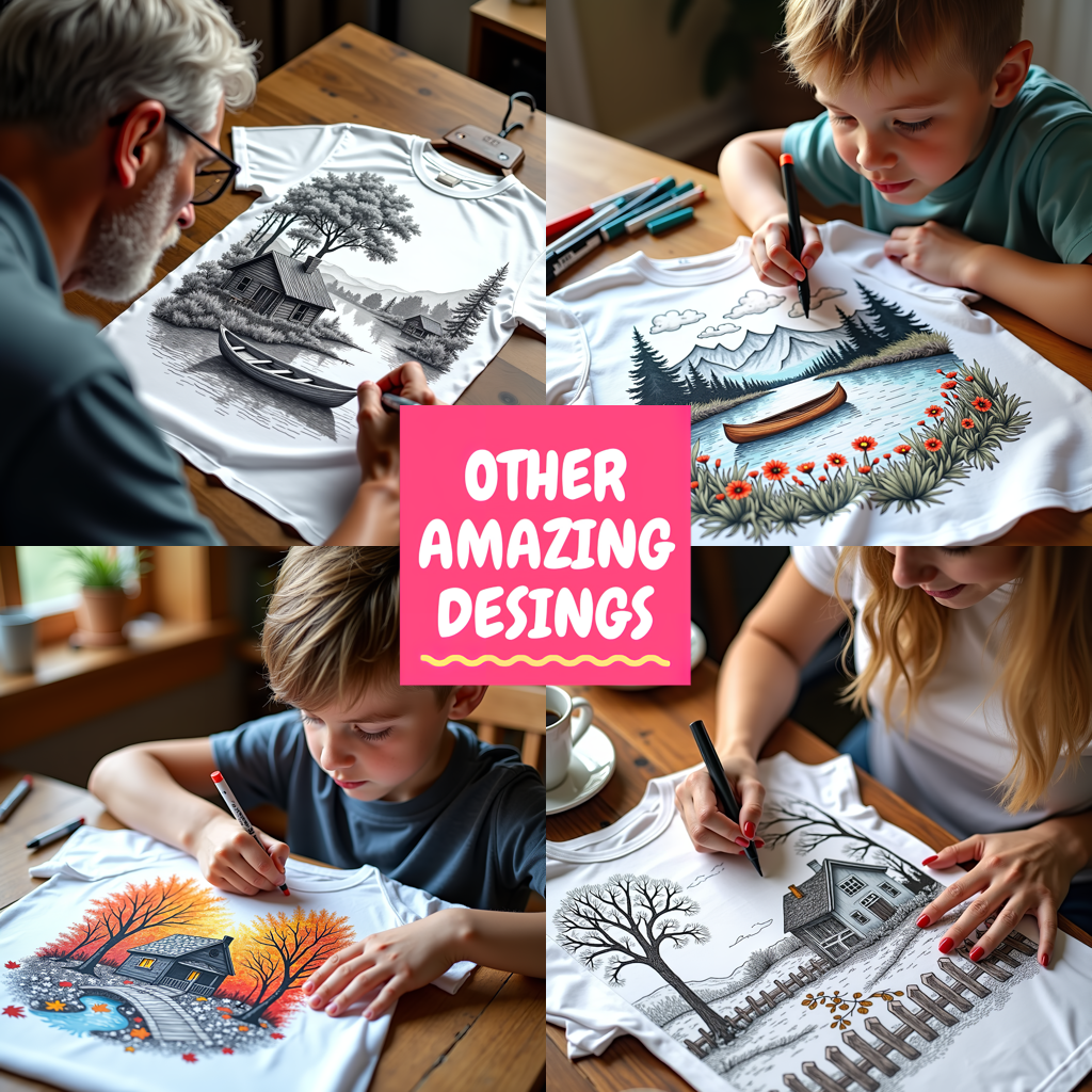 Adult Sweatshirt Coloring Kit with 10 Fabric Markers - Mountain Cabin