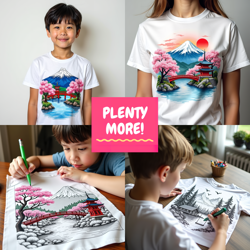 Adult Sweatshirt Coloring Kit with 10 Fabric Markers - Japanese Garden