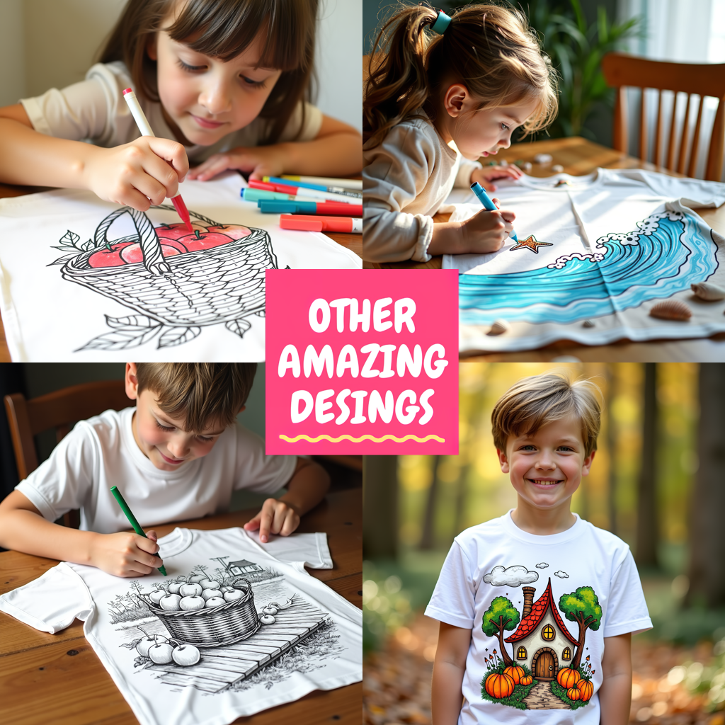 Kid's T-shirt Coloring Kit with 10 Fabric Markers - Mountain Cabin